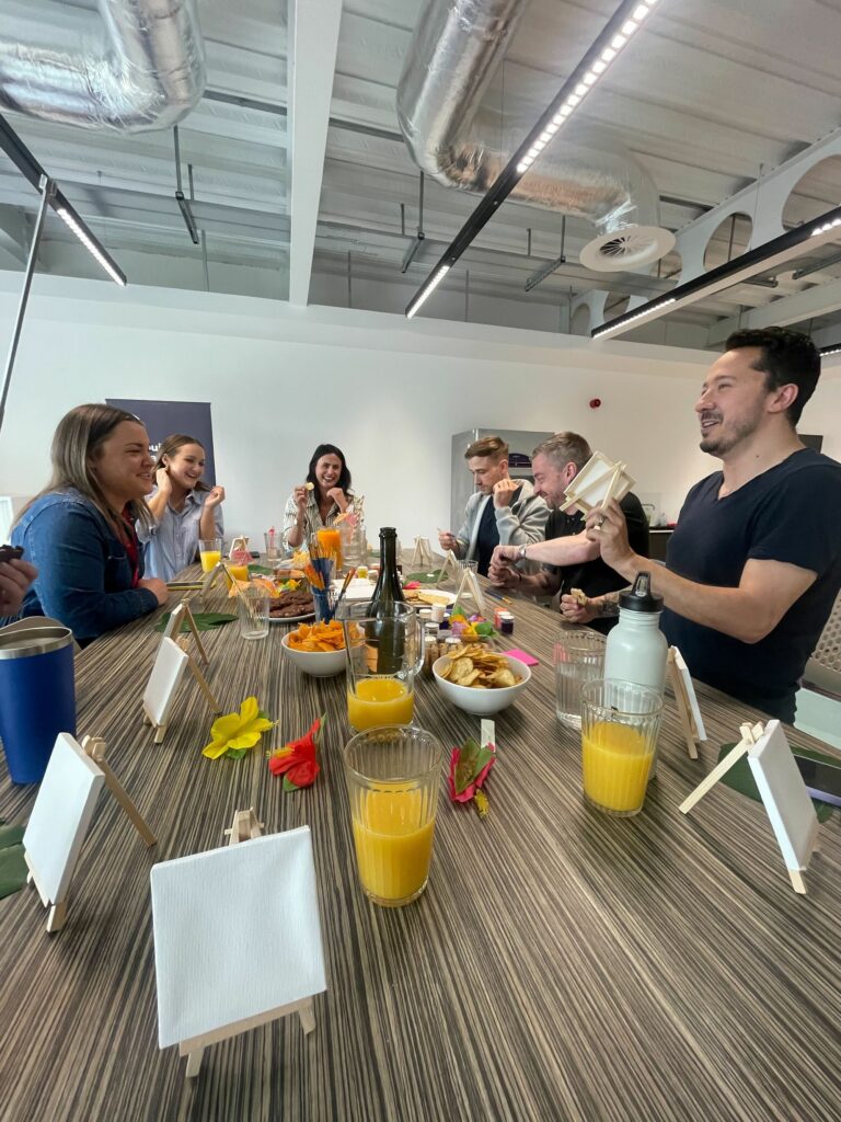 Our hedgehogs taking part in a Paint and Sip activity