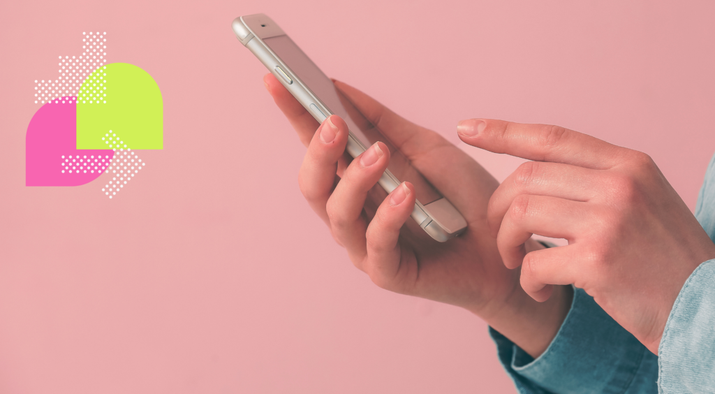 hands holding a smartphone and typing